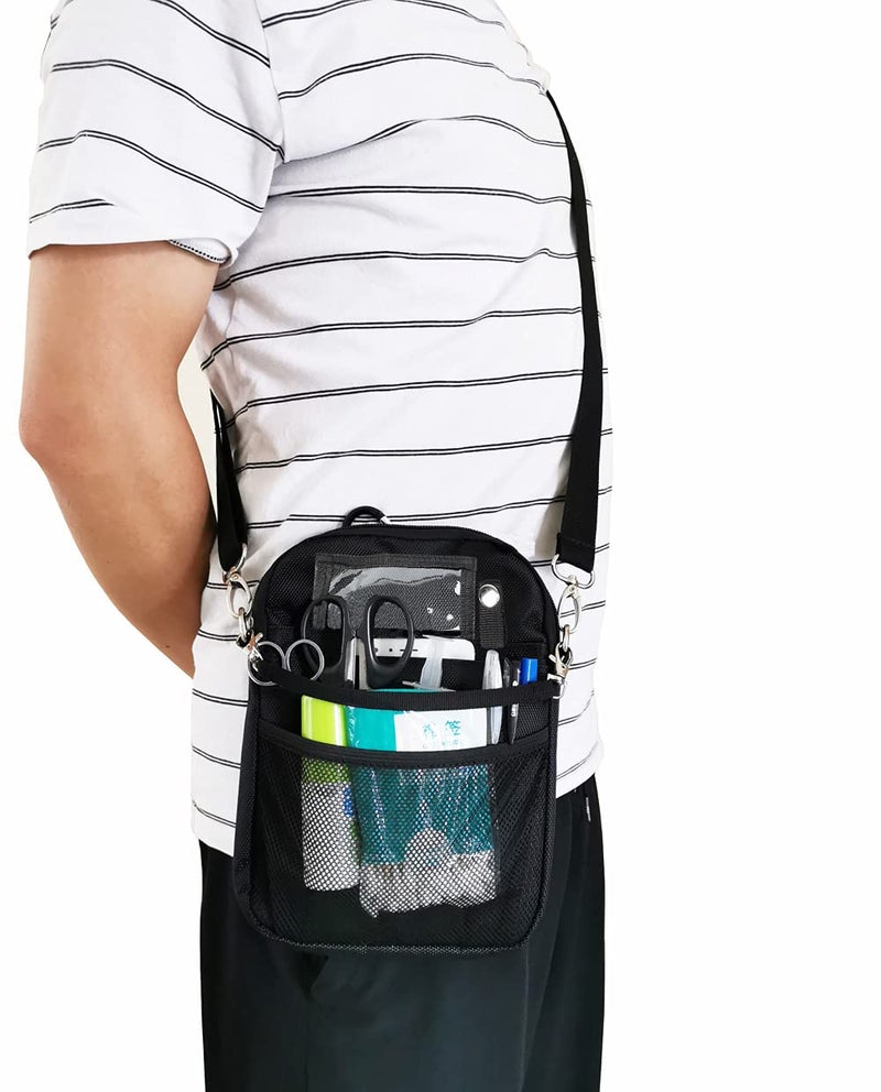 uxcellmo Nurse Organizer Belt 2 Sided -12 Pocket Waist bag Pouch Case for Medical Scissors Care Kit Tool (Black) - Image 5